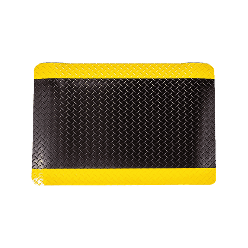 Tapete antifatiga negro con borde amarillo 36"x900"x9/16"