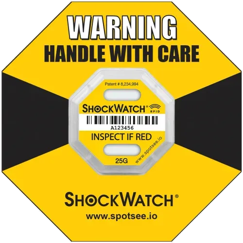 Indicador de impacto ShockWatch RFID 25G Amarillo - 100Pzas