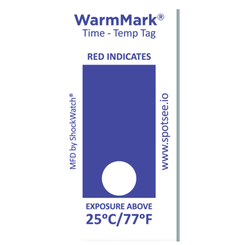 Indicador de temperatura para carga 25°C-77°F 8hrs 100Pzas